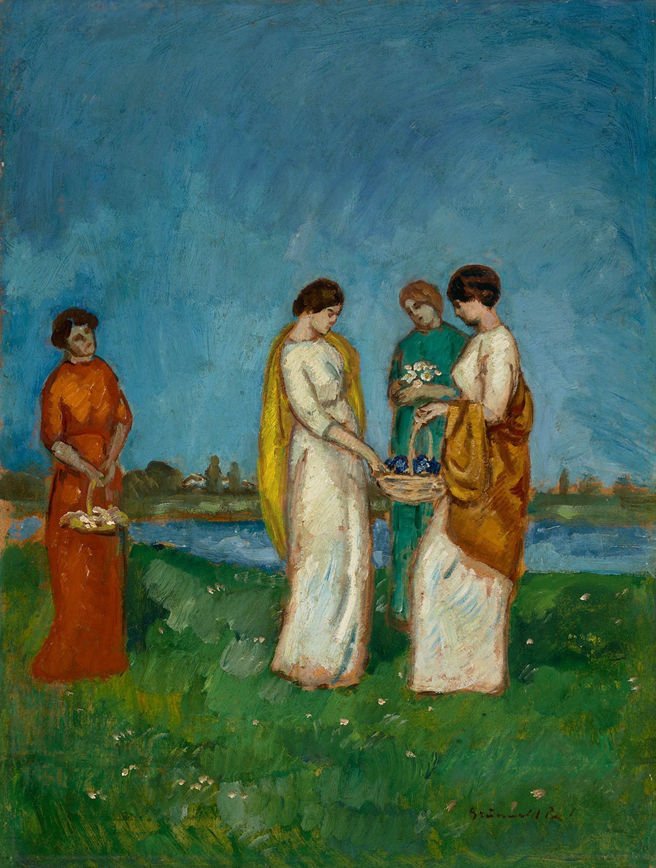 Iványi-Grünwald Béla: Virágszedő nők, 1910 körül